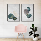 Set of 2 Vintage Green & Grey Nordic Abstract Elements Allah & Muhammad Islamic Wall Art Prints For Kids Bedroom Nursery