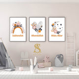 Set of 3 Tasbi Floral Children's Islamic Wall Art Print Kids Bedroom Nursery Print Subhanallah Alhamdulillah Allah hu Akbar Rainbow Heart Moon Islamic Nursery Print