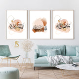 Set of 3 Pink & Beige Subhanallah Alhamdulillah Allahu Akbar Abstract Nordic Watercolour Arabic Calligraphy Islamic Wall Art Print Paintbrush Abstract Modern Islamic Print