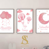 Shades Of Pink Personalised Set of 3 Children's Subhanallah & Alhamdulillah Islamic Wall Art Prints Kids Bedroom Nursery Colorful Arabic Calligraphy Kids Islamic Prints