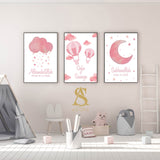 Shades Of Pink Personalised Set of 3 Children's Subhanallah & Alhamdulillah Islamic Wall Art Prints Kids Bedroom Nursery Colorful Arabic Calligraphy Kids Islamic Prints