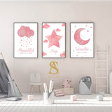 Shades Of Pink Personalised Set of 3 Children's Subhanallah & Alhamdulillah Islamic Wall Art Prints Kids Bedroom Nursery Colorful Arabic Calligraphy Kids Islamic Prints