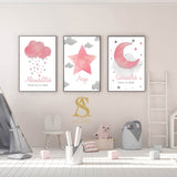 Shades Of Pink & Grey Personalised Set of 3 Children's Subhanallah & Alhamdulillah Islamic Wall Art Prints Kids Bedroom Nursery Colorful Arabic Calligraphy Kids Islamic Prints