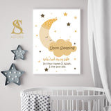 Dua Upon Sleeping Moon & Clouds Brown Beige & Burnt Orange Children's Islamic Wall Art Print Kids Bedroom Nursery Girls Boys Room Kids Islamic Print