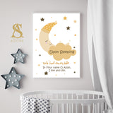 Set of 3 Personalised Ayatul Kursi & Night Dua Children's Islamic Wall Art Prints Sun Moon Cloud Kids Nursery Bedroom Gift Brown Burnt Orange Biege