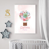Personalised Hot Air Balloon Floral Children's Name Meaning Islamic Wall Art Print Kids Bedroom Nursery Girls Room Kids Islamic Print