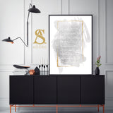 Grey & Gold Abstract Ayatul Kursi Arabic Islamic Wall Art Print With Natural Warm Tones & Arabic Calligraphy