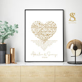 Personalised White & Gold Minimalistic Nikah Wedding Couple Gift Islamic Wall Art Print Anniversary New Couple Mr & Mrs