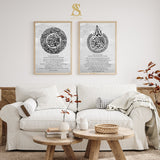 Set of 2 Grey & Black Ayatul Kursi Surah Fatiha Arabic Calligraphy & English Translation Islamic Wall Art Print Arabic Calligraphy Home Gift Islamic Prints