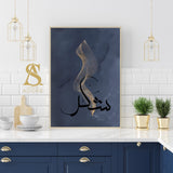 Navy Blue & Gold Shukr Abstract Arabic Calligraphy Islamic Wall Art Print Minimalistic Islamic Art Gratitude Thankfulness