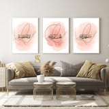 Set of 3 Pink & Gold Floral Watercolour Tasbeeh Subhanallah Alhamdulillah Allahuakbar Arabic Calligraphy Islamic Wall Art Print Tasbi