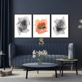 Set of 3 Grey Black And Burnt Orange Water Colour Tasbi Subhanallah Alhamdulillah AllahuAkbar Zikir Arabic Calligraphy Islamic Wall Art Print