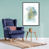Teal & Gold Subhanallah Water Colour Arabic Calligraphy Islamic Wall Art Print