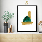 The Prophets Mosque Masjid Nabwi Green Digital Minimalistic Abstract Islamic Wall Art Print Madinah Medina Kids