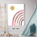 Shades of Pink Rainbow and Sun English Tasbi Tasbeeh For Children's Islamic Wall Art Print Kids Bedroom Nursery Girls Boys Room Islamic Prints