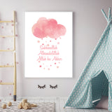 English Tasbi Tasbeeh In A Cloud Design For Children's Islamic Wall Art Print Kids Bedroom Nursery Girls Boys Room