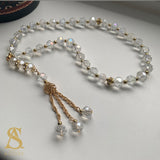 White & Gold Crystal Tasbih 33 Bead Tasbih Islamic Prayer Beads Eid Gift Ramadan Gift Nikah Favours Wedding Favours