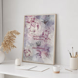 Pink & White Peonies Watercolour Floral Quote Be Fruitful Wherever Allah Has Planted You Islamic Abstract Arabic Calligraphy Wall Art Print 2022 New Home Gift