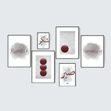 Grey & Burgundy Gallery Collection Sabr Shukr Start With Bismillah End With Alhamdulillah Arabic Calligraphy Islamic Wall Art With Abstract Prints Gift Present Islamic Prints