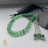 Mini Light Green & Silver Tasbih 33 Bead Tasbih Islamic Prayer Beads Eid Gift Ramadan Gift Nikah Favours Wedding Favours Kids