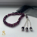 Mini Purple & Silver Tasbih 33 Bead Tasbih Islamic Prayer Beads Eid Gift Ramadan Gift Nikah Favours Wedding Favours Kids