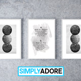 Set of 3 Doors to Jannah Paradise Heaven Black & Grey Vintage Abstract Islamic Wall Art