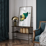 Afghanistan Green and Gold Map Wall Art