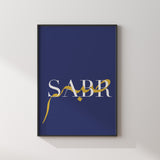 Set of 3 Sabr Shukr Dua Navy Blue & Gold Islamic Wall Art Prints | Arabic Calligraphy | Pray | Patience |Thankfulness