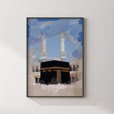 Set of 2 Masjid Nabwi & The Kaaba Vintage Watercolour Painting Islamic Wall Art Print