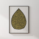 Black & Gold Vintage Tear Drop Ayatul Kursi Minimalistic Abstract Modern Islamic Wall Art Print Monochrome