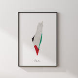 Black Green White & Red Palestine Flag Within Palestine Map Islamic Wall Art Islamic Art Print Free Palestine