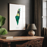 Emerald Green & Gold Alcohol Ink Splash Palestine Map Islamic Wall Art Islamic Art Print Free Palestine
