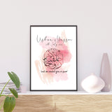 Personalised Pink Watercolour Nikah Wedding Couple Gift Islamic Wall Art Print