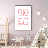 Pink Big Sister Children's Wall Art Print Kids Bedroom Nursery