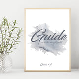 Grey Water Colour With Quranic Verse Guide Us Onto The Straight Path Islamic Wall Art Print