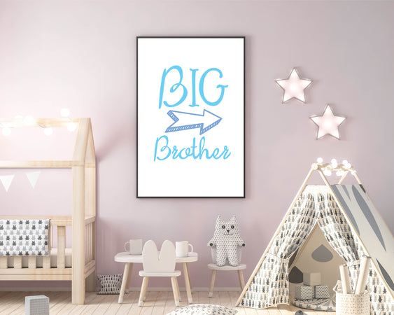 Blue Big Brother Children's Wall Art Print Kids Bedroom Nursery Gift bro