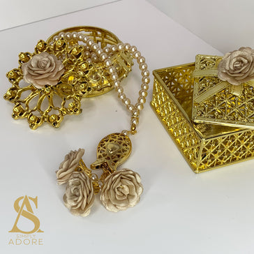 Luxury Tasbih Floral Beige + Gift Box Nikkah Gift Wedding Shaadi Walima Tasbi Tasbeeh Gift For Wife Mum Islamic Prayer Beads Nikah Islamic Gift