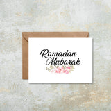 Ramadan Mubarak Pink Floral Islamic Card