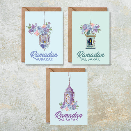 Pack of 5 or 10 Ramadan Mubarak Islamic Cards