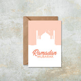 Ramadan Mubarak Orange Mosque Islamic Card