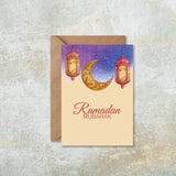 Ramadan Mubarak Moon Lantern Islamic Card