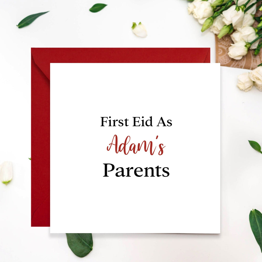Personalised Eid Mubarak Card First Eid As Parents English Calligraphy Wax Sealed Option Available New Dad New Mum Greeting Card