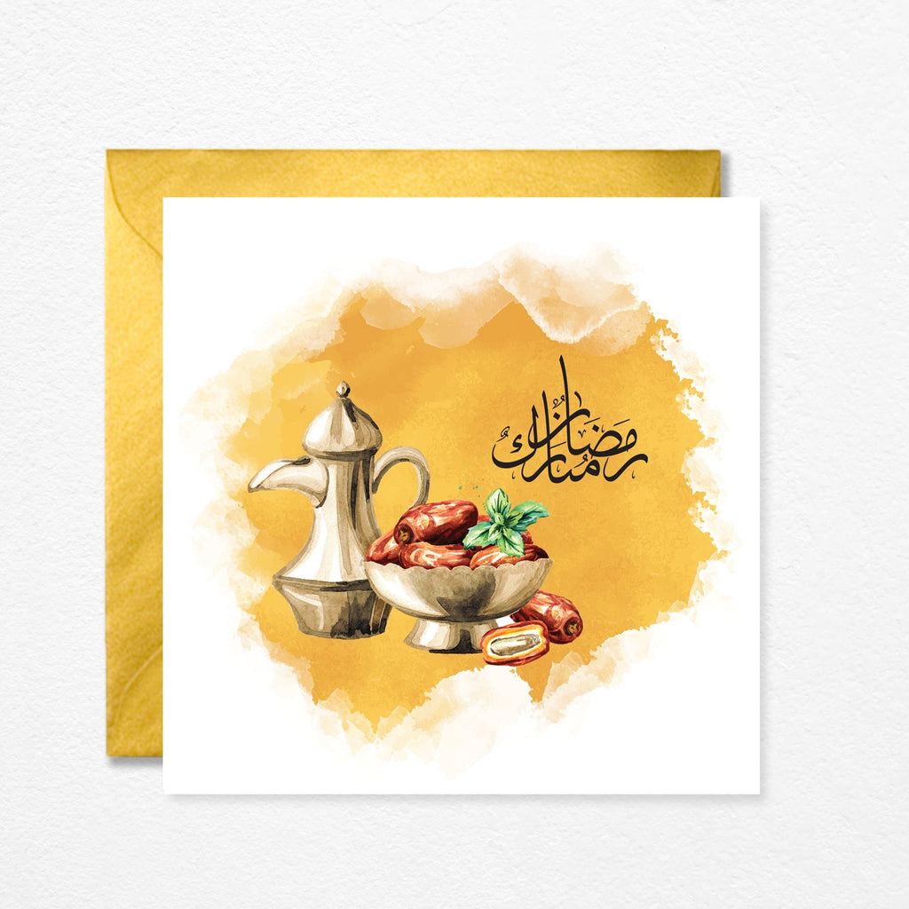 Ramadan Mubarak Card English Calligraphy Wax Sealed Option Available Islamic Greeting Card