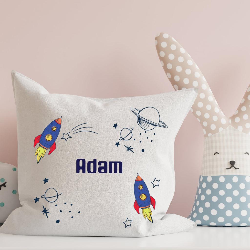 Personalised English Name Cushion Space Ship Rocket Planets Stars Birthday Gift New Baby Gift Boy