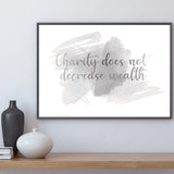 Grey Watercolor Charity Does Not Decrease Wealth Abstract Art Islamic Wall Art Print Prints Landscape