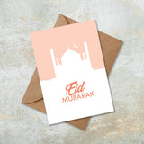 Eid Mubarak Orange Mosque Islamic Eid Card