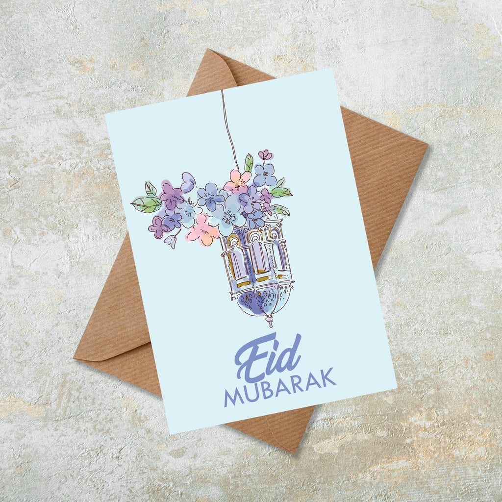 Floral Lantern Eid Mubarak Islamic Eid Card
