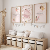 Set of 3 Princess Fairy Morning/ Sleeping Dua Ayatul Kursi Children's Islamic Wall Art Print Kids Nursery Fairy