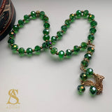 Emerald Green & Gold Crystal Tasbih 33 Bead Tasbih Islamic Prayer Beads Eid Gift Ramadan Gift Nikah Favours Wedding Favours