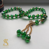 Emerald Green & Gold Crystal Tasbih 33 Bead Tasbih Islamic Prayer Beads Eid Gift Ramadan Gift Nikah Favours Wedding Favours